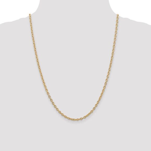3.2mm, 14k Yellow Gold Solid Link Cable Chain Necklace, 24 Inch - Picture 2 of 8